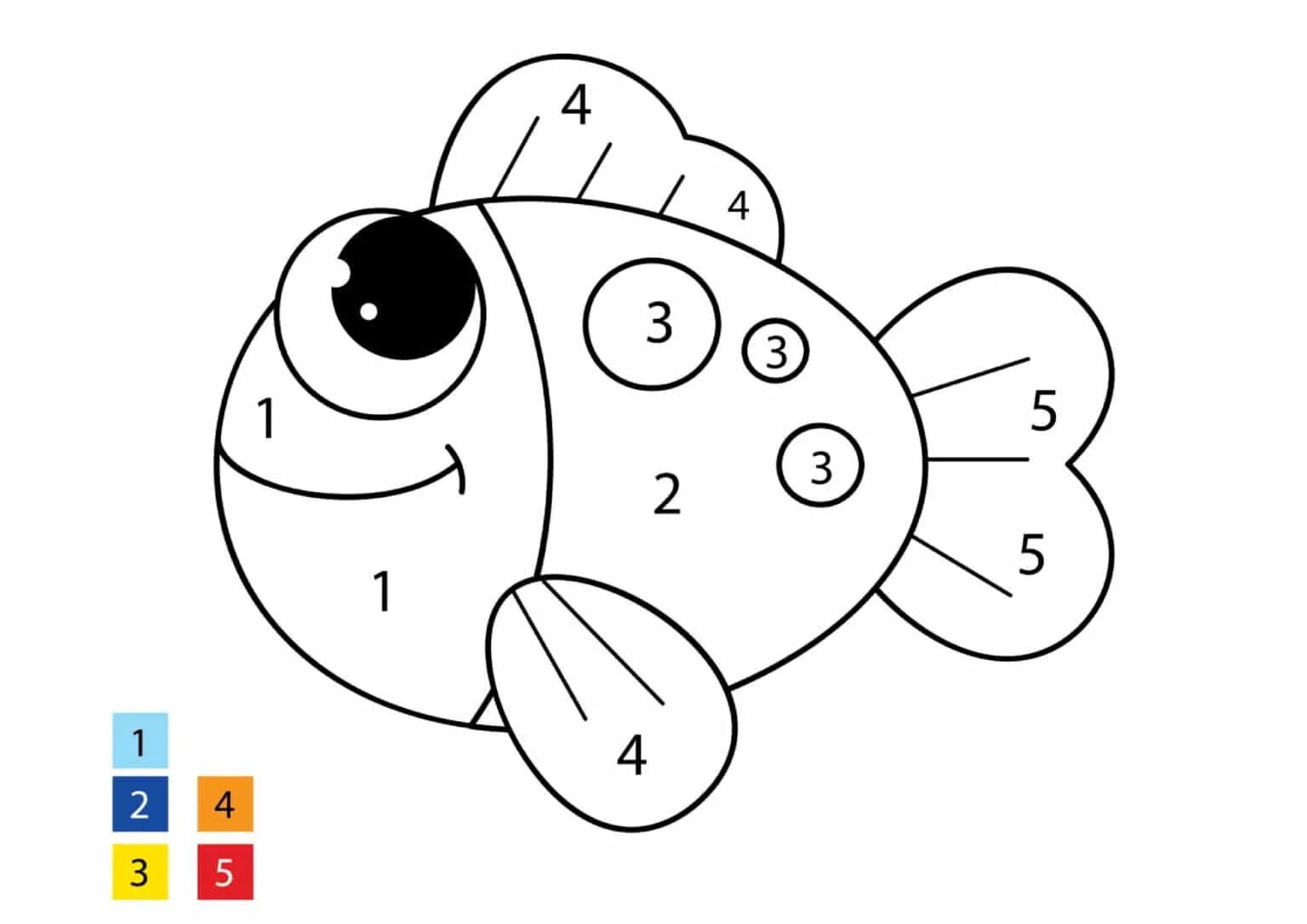 Раскраска по номерам рыбка для детей