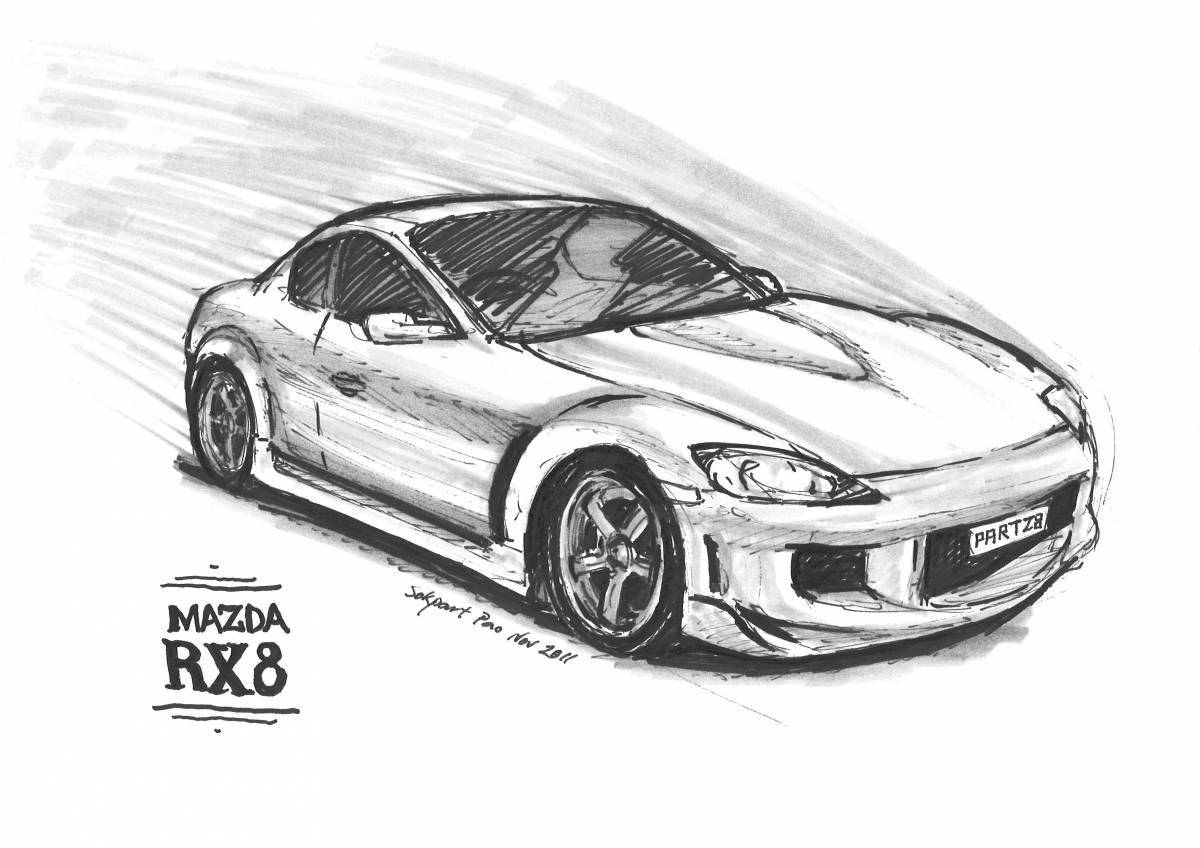 Раскраска ослепительная mazda rx 7