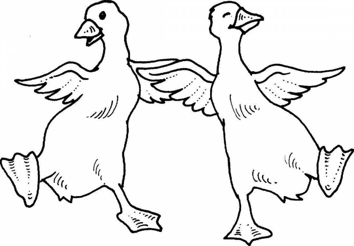 Joyful geese coloring pages for girls