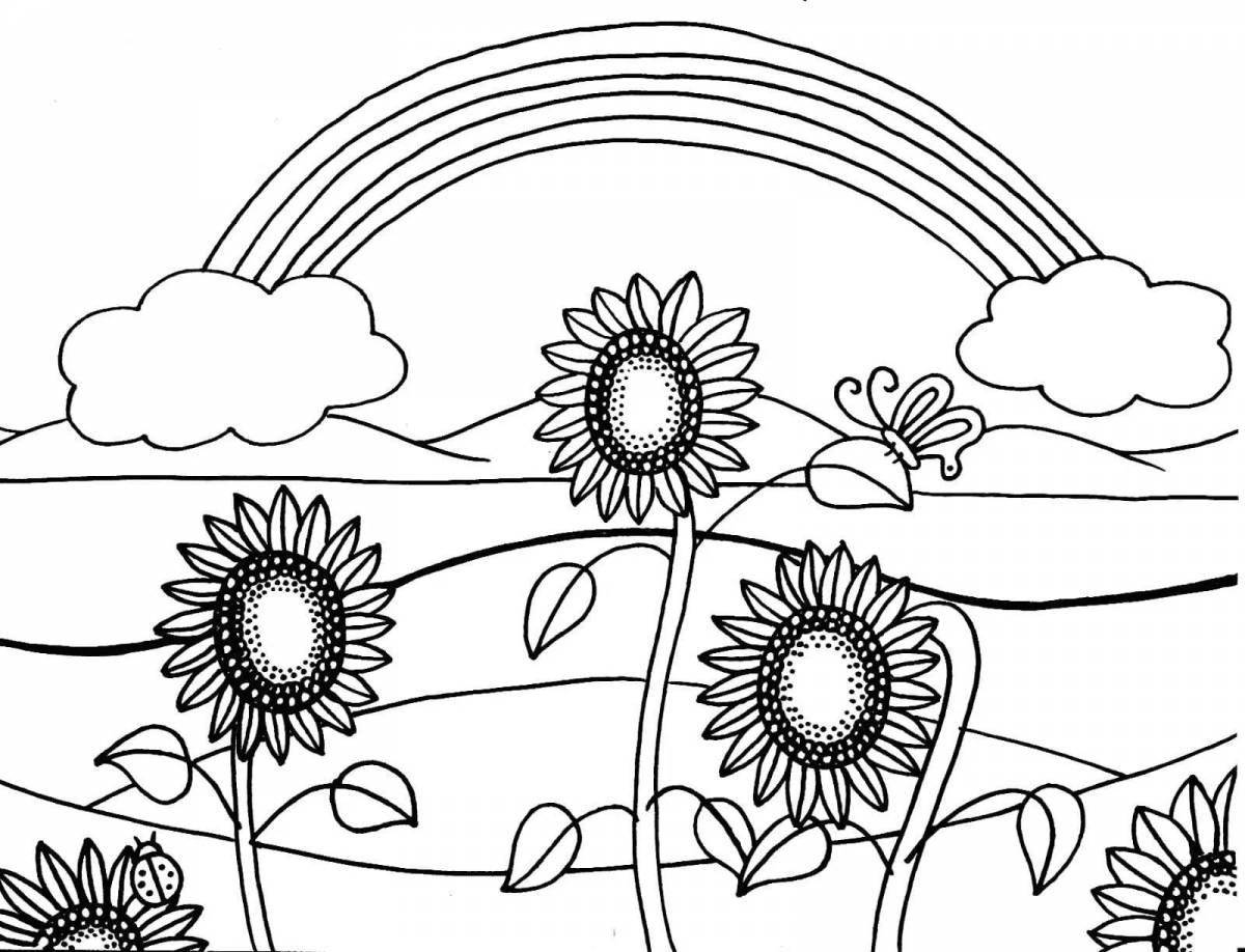 Refreshing coloring book with flowers