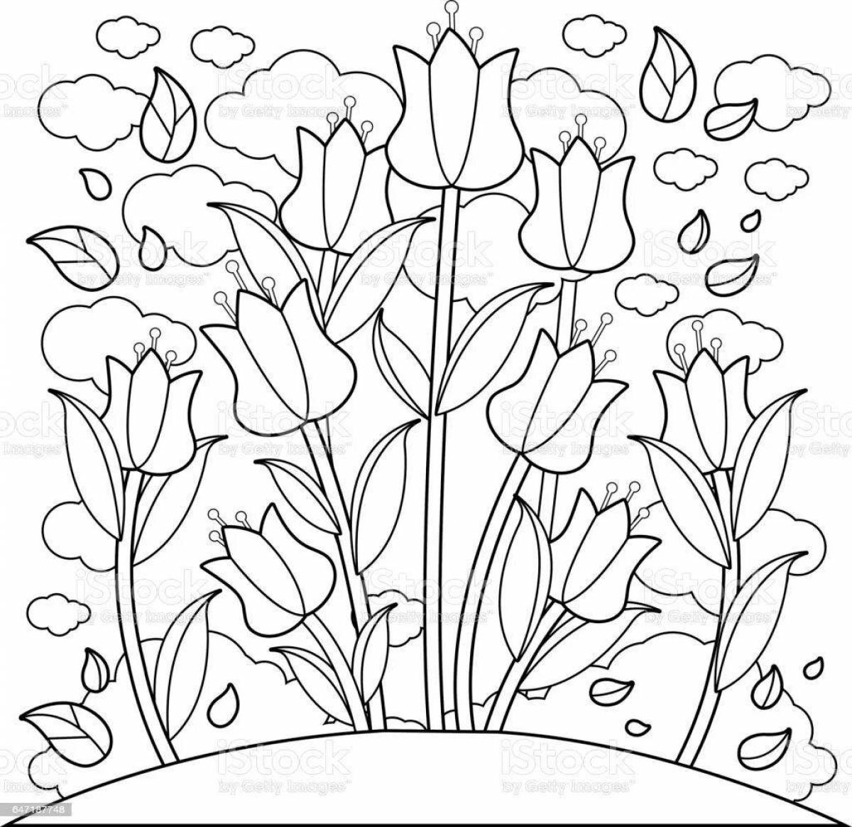 Fun coloring book with flowers