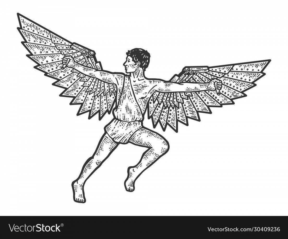 Coloring page charming Daedalus and Icarus