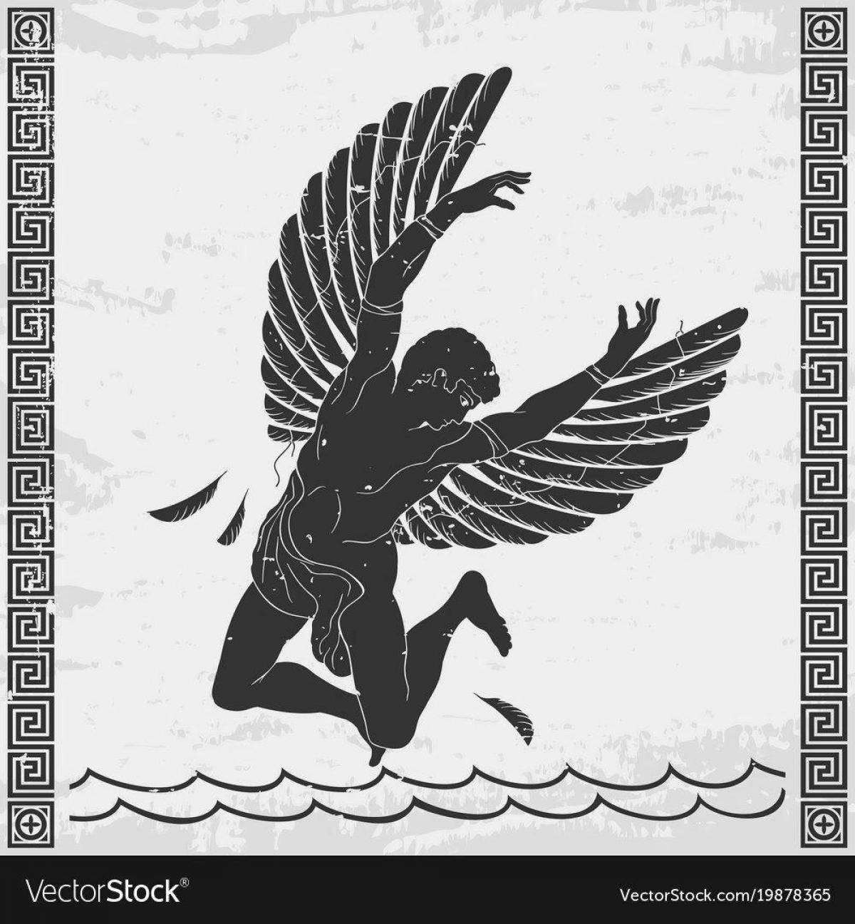 Coloring book brilliant Daedalus and Icarus