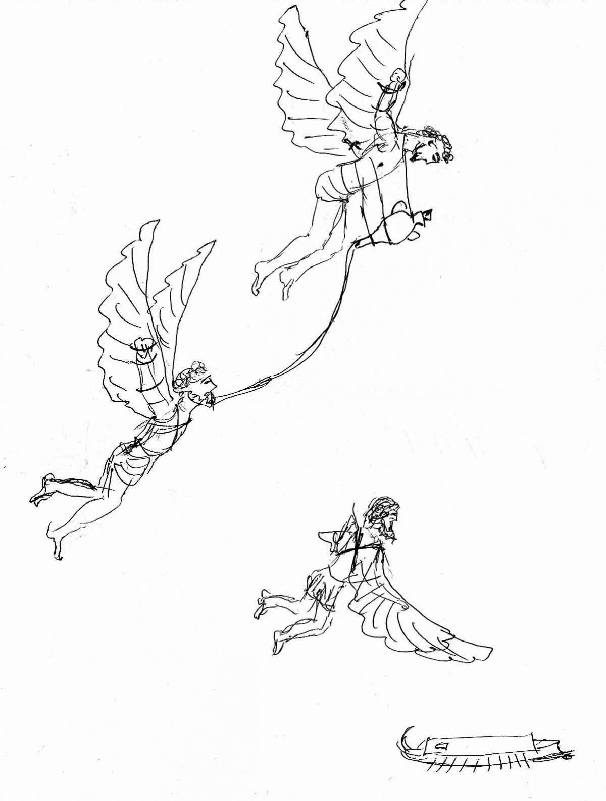 Amazing Daedalus and Icarus coloring page