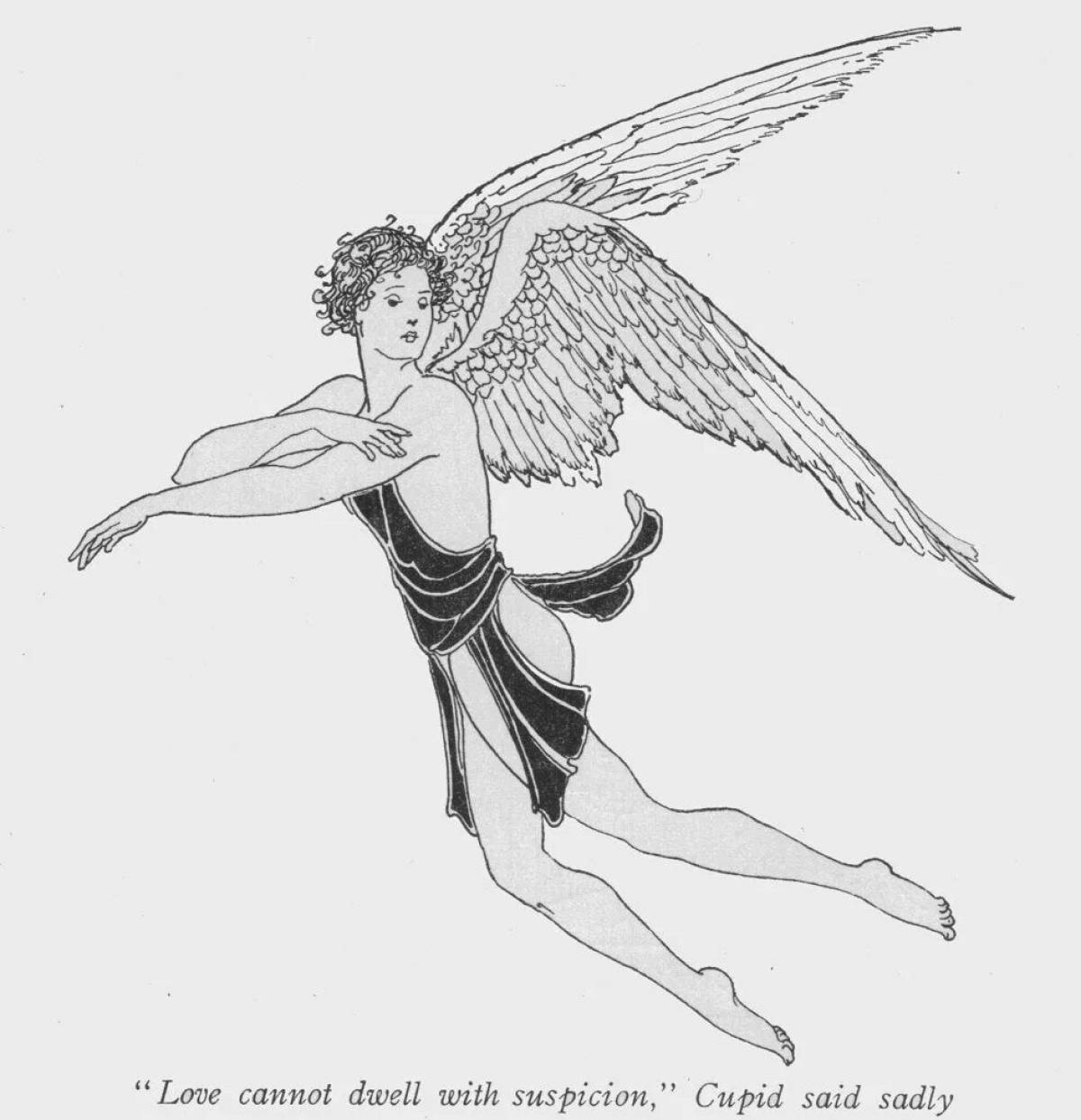 Colorfully highlighted Daedalus and Icarus coloring page