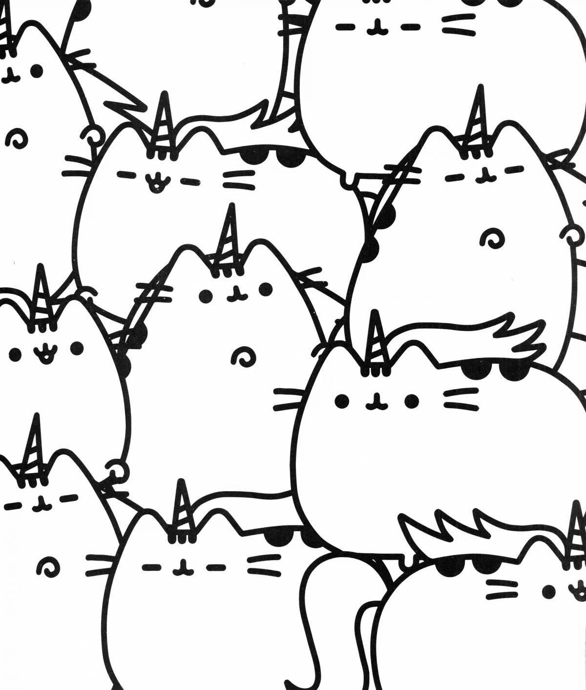 Naughty pusheen cat coloring page