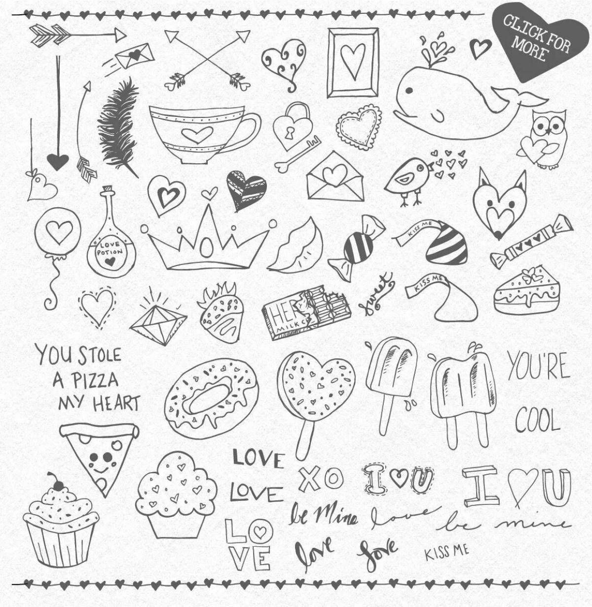 Bright stickers for coloring diary