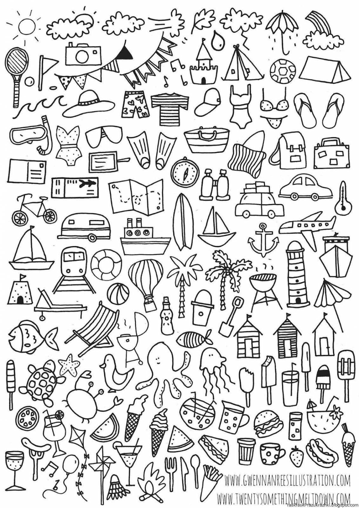 Fun stickers for coloring diary