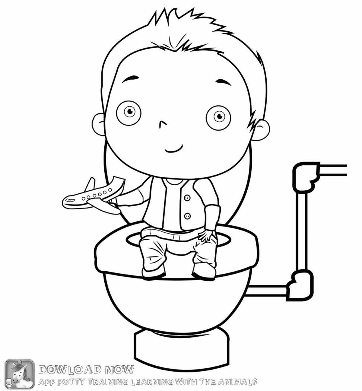 Colorful toilet coloring for kids