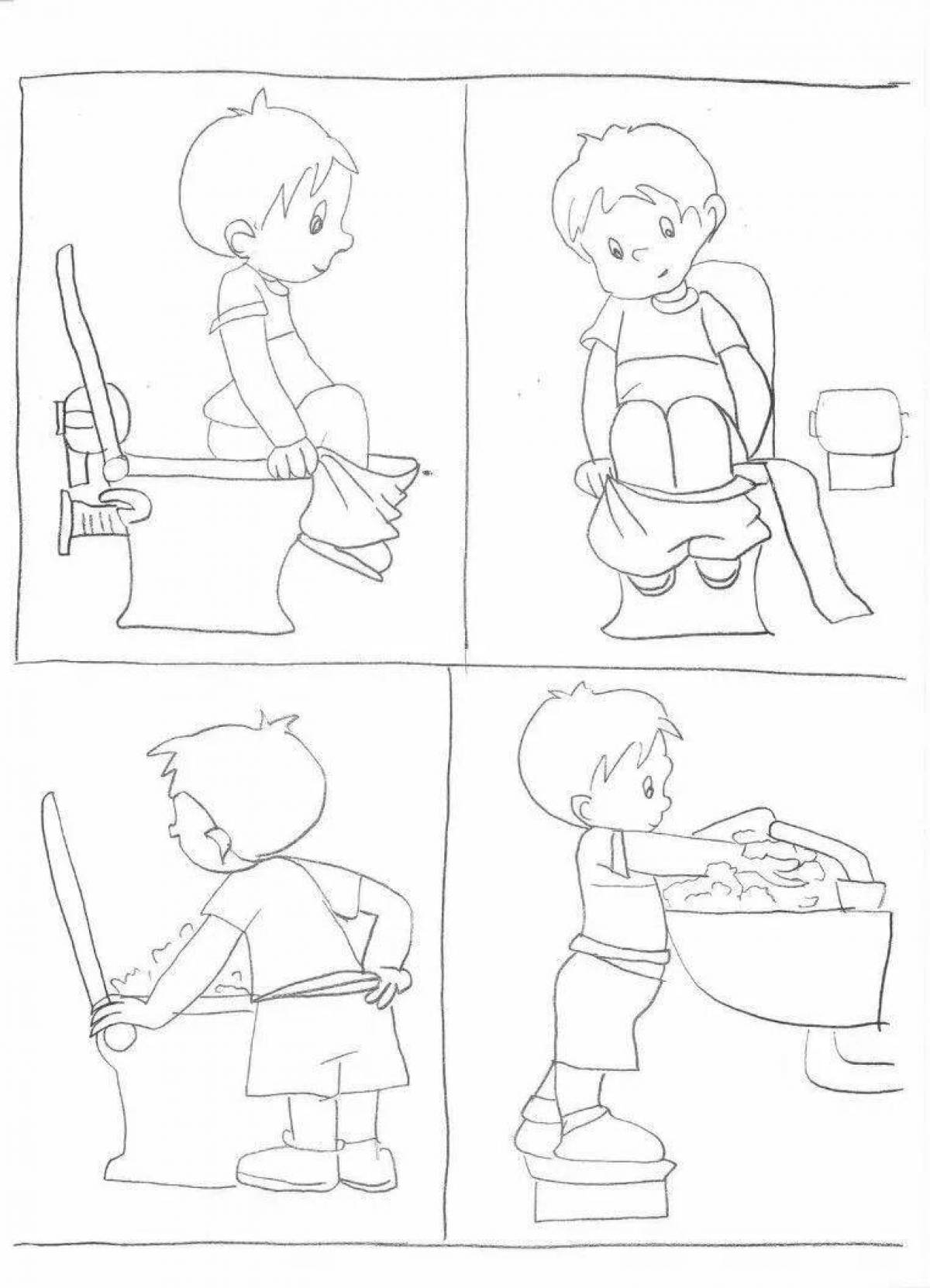 Photo Cheerful coloring of the toilet for babies