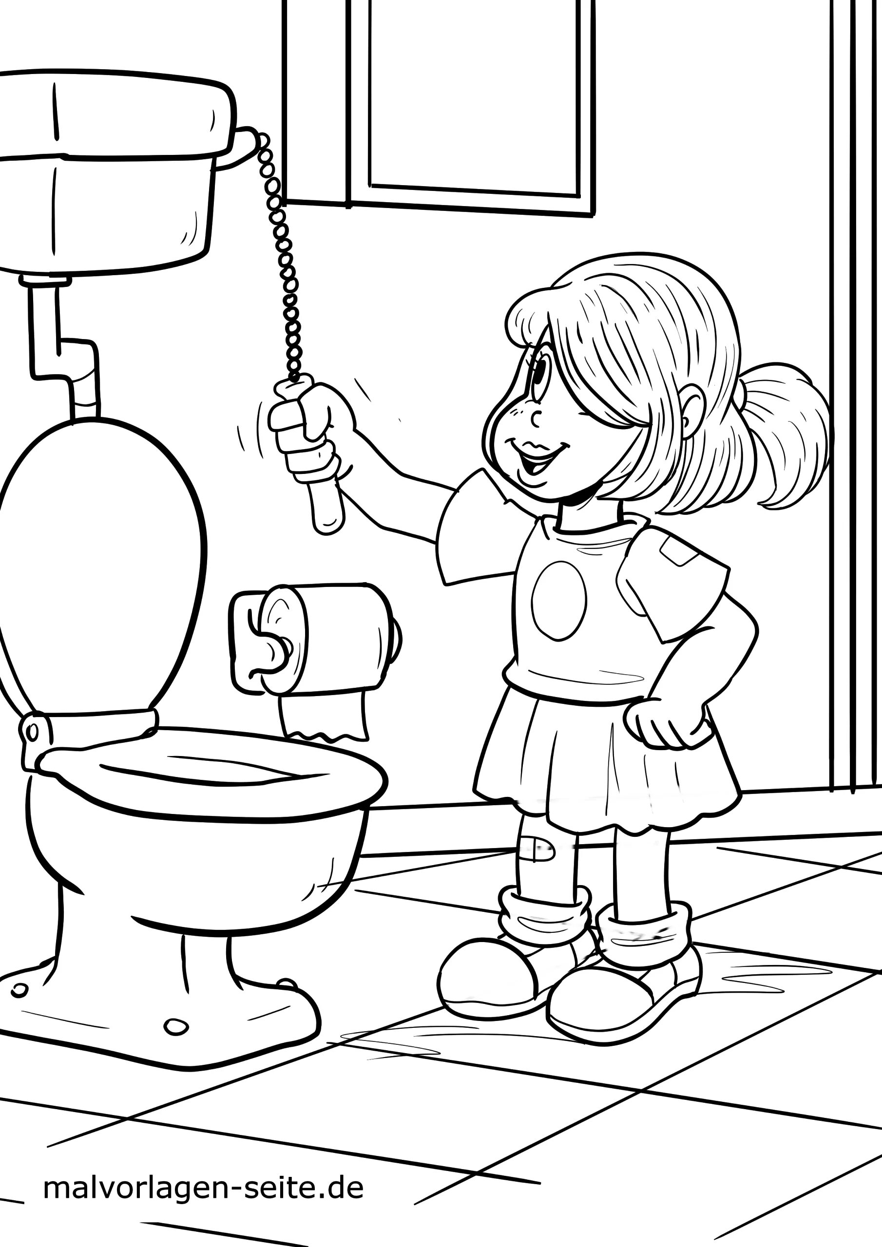 Сказочная страница раскраски туалета для детей