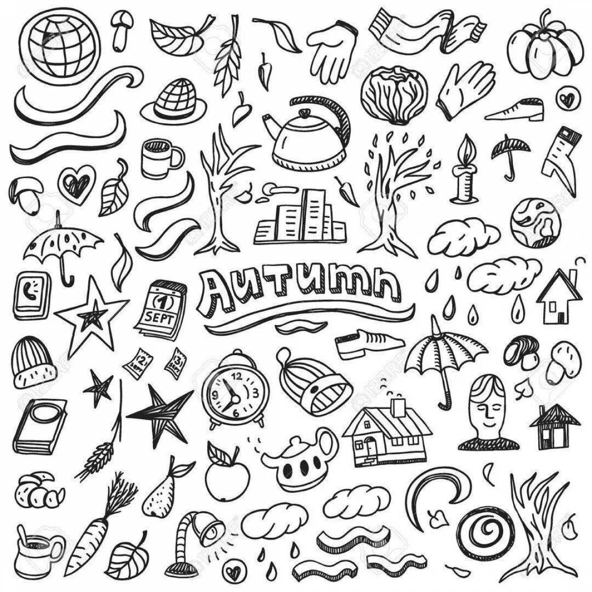 Colorful stickers for coloring diary