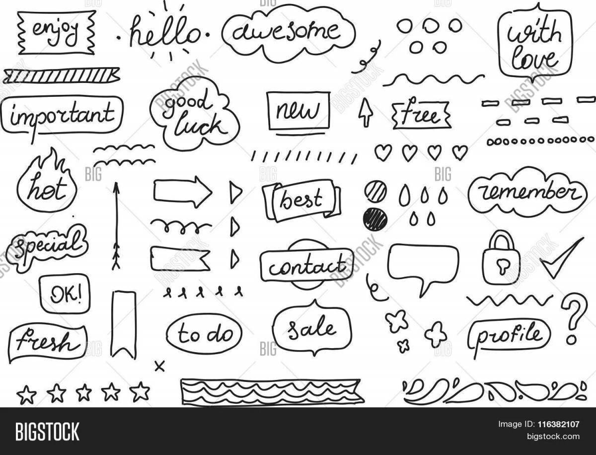 Grand coloring page diary stickers