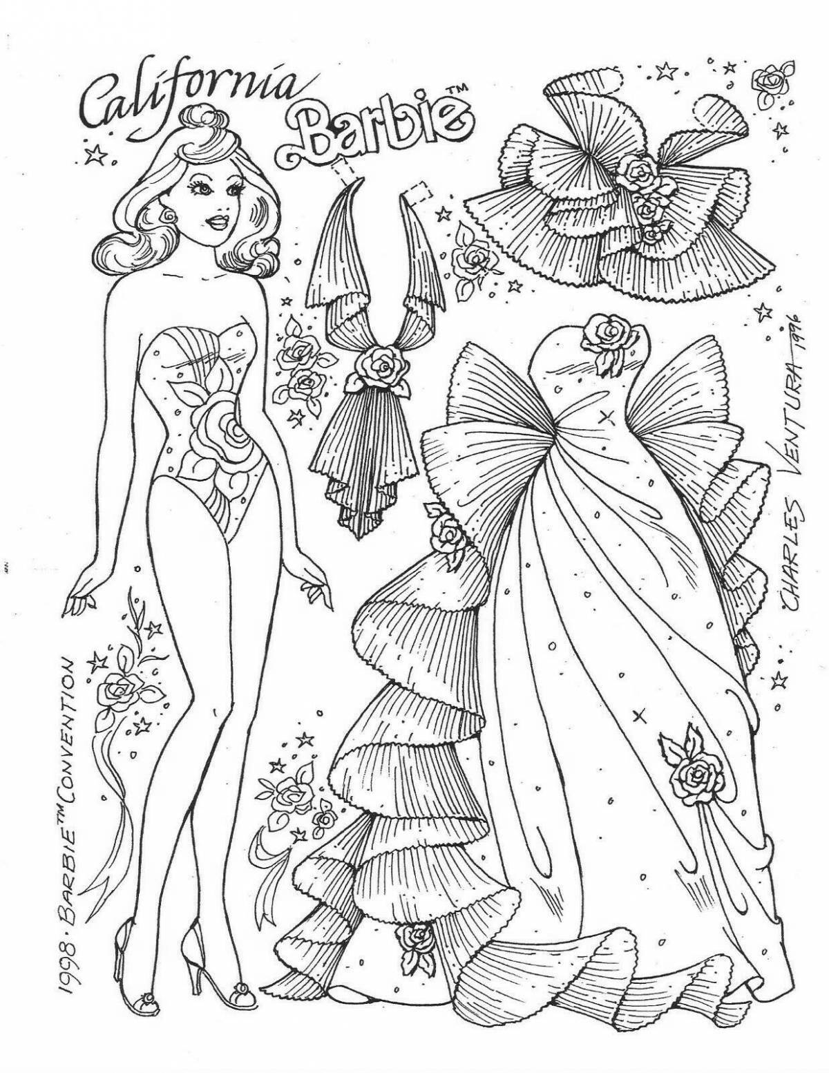 Ornate coloring page fairy with clothes