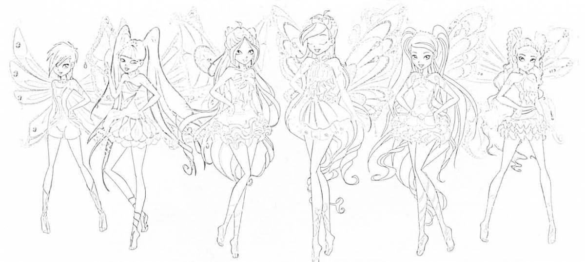 Flickering coloring fairy with clothes