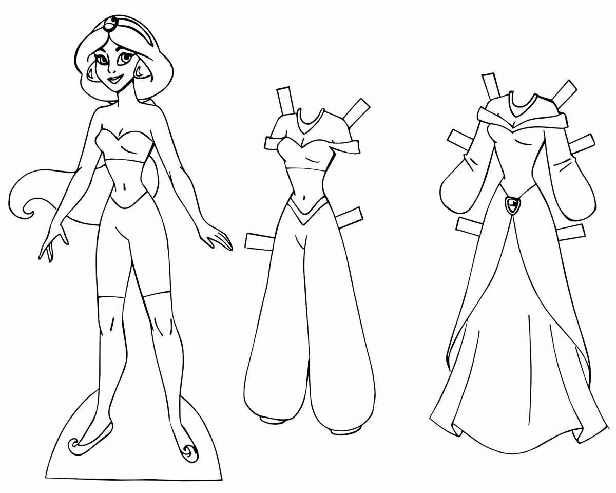 Sparkly coloring fairy in clothes