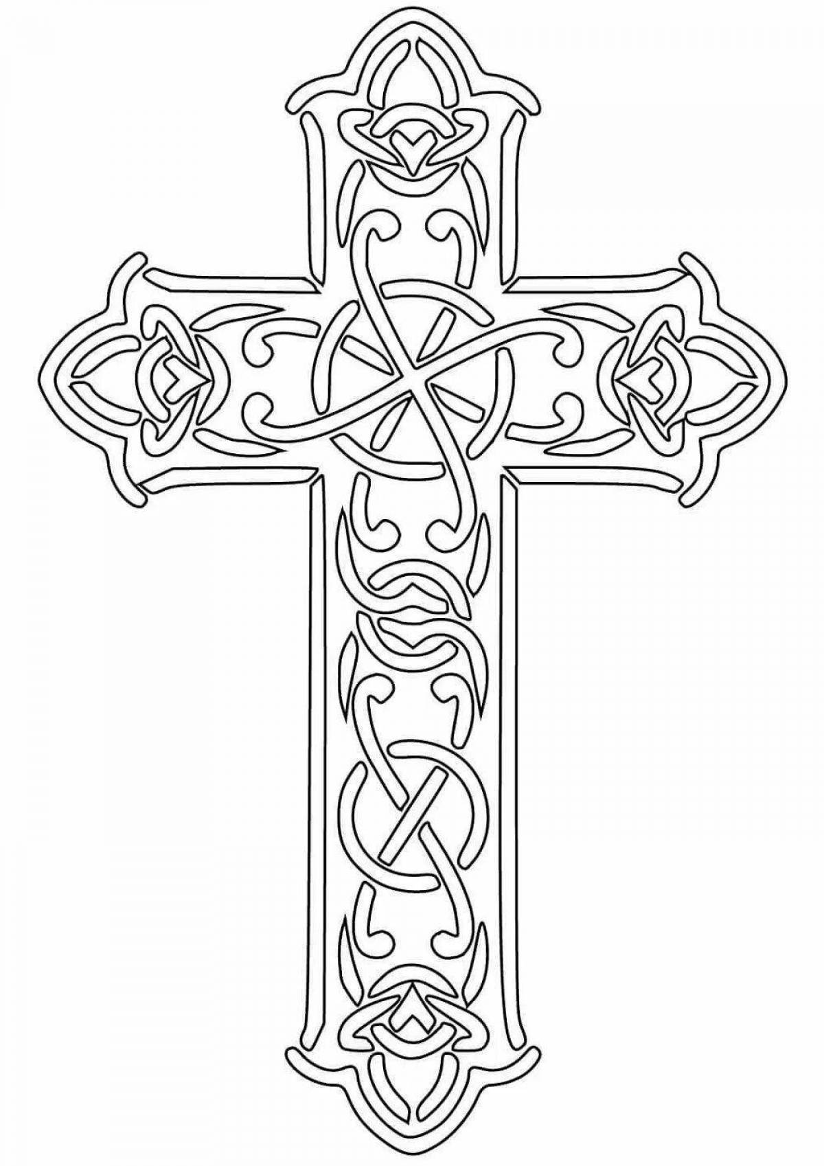 Vibrant cross coloring page for kids
