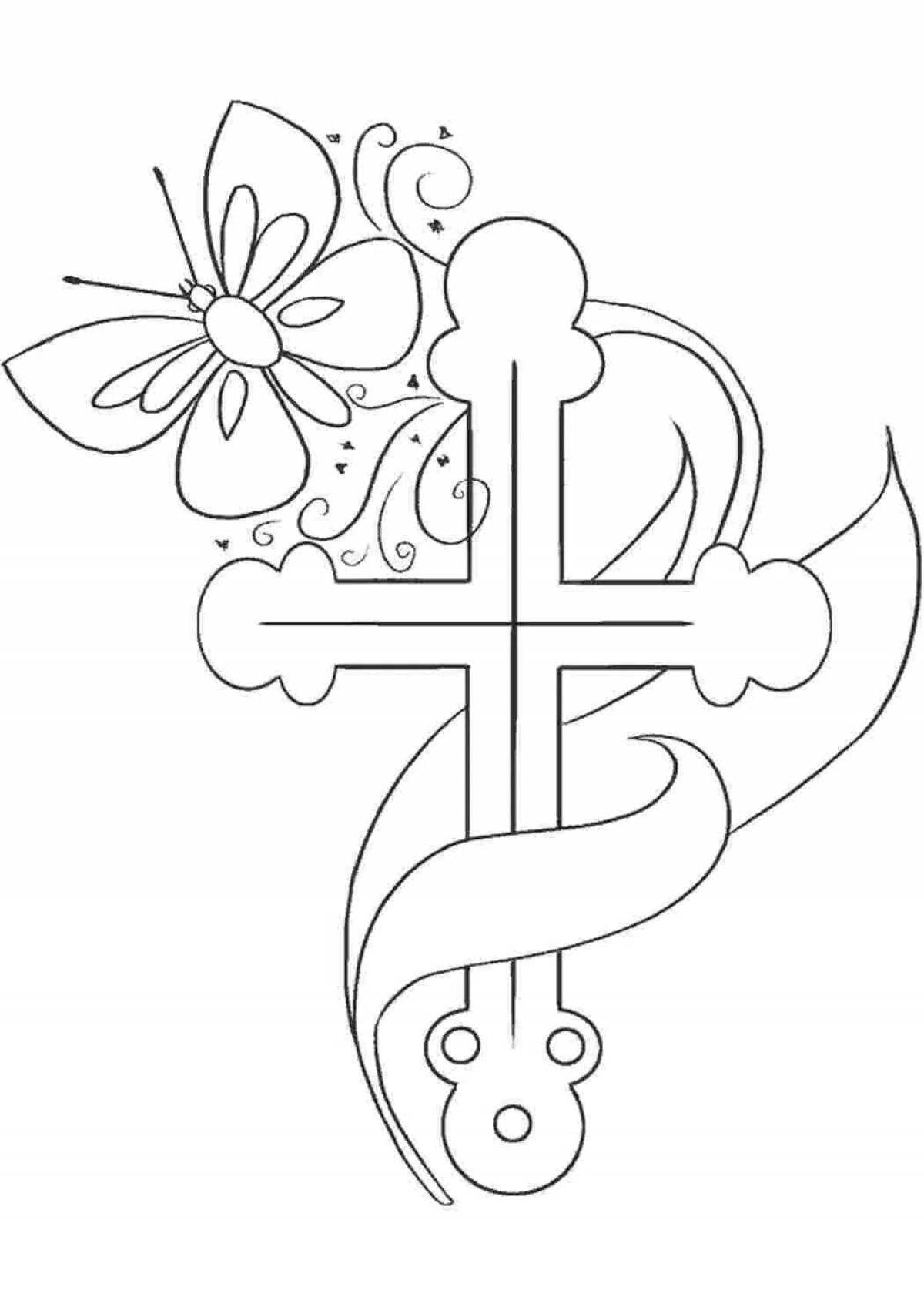 Coloring book shining cross for children