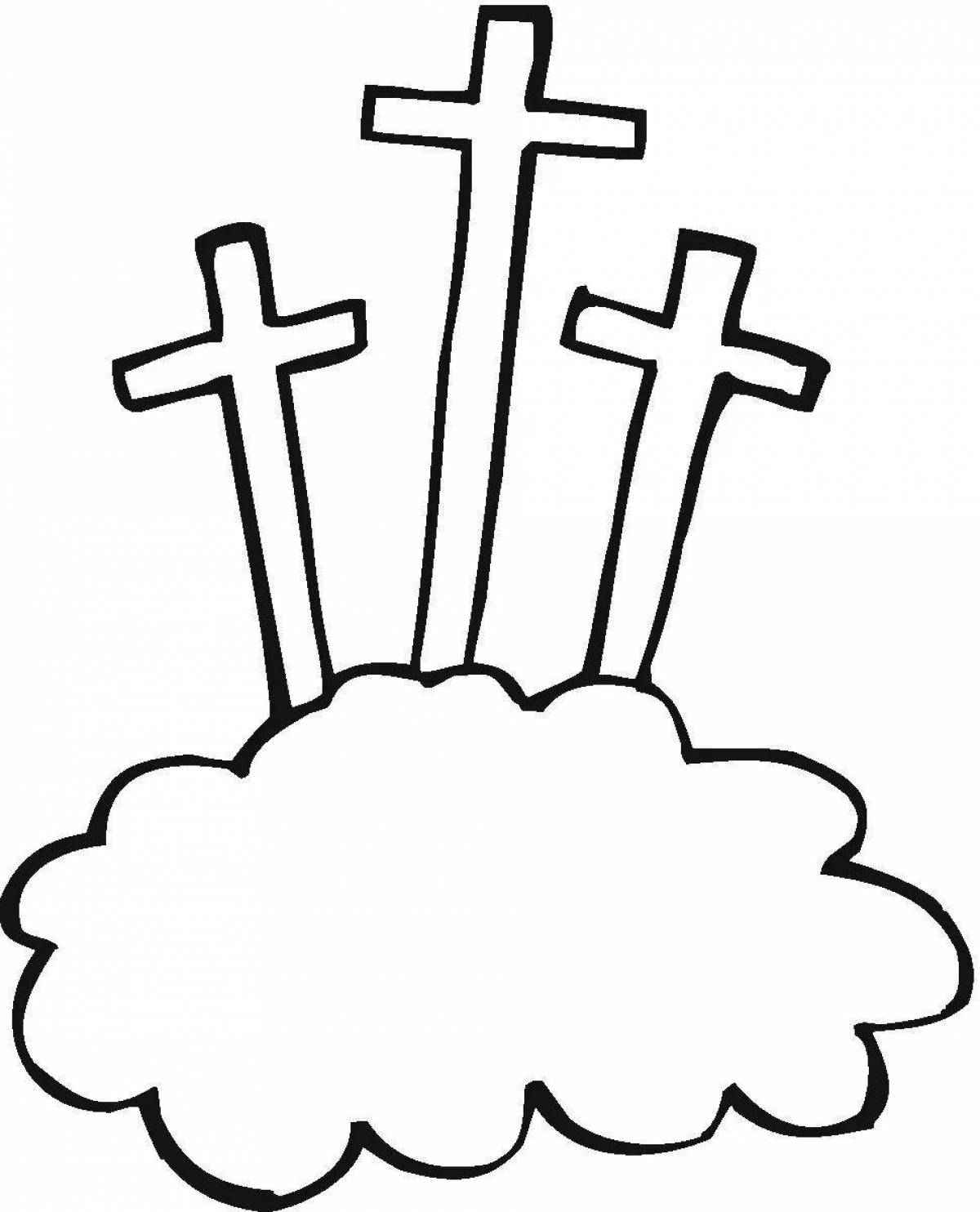 Shining cross coloring pages for kids