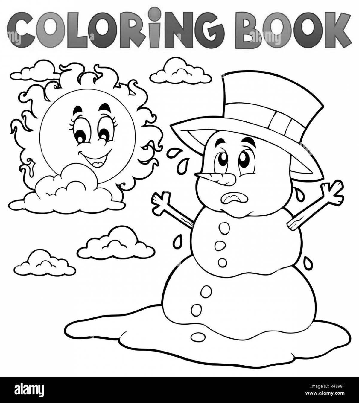 Bright coloring snowman