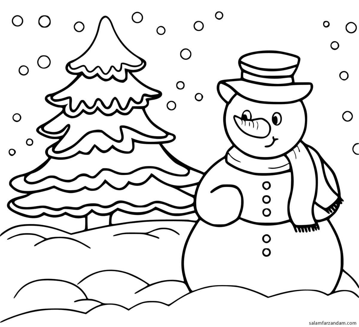 Буйная раскраска снеговик