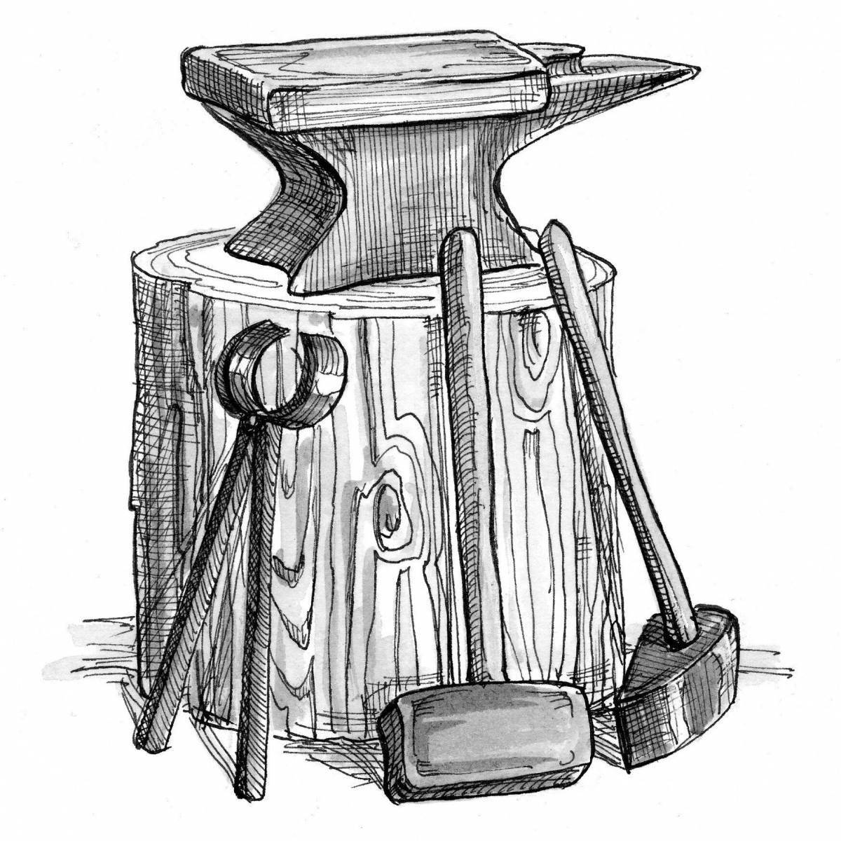 Magic blacksmith coloring pages for kids