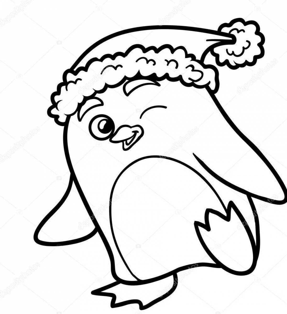 Светящийся пингвин в шляпе