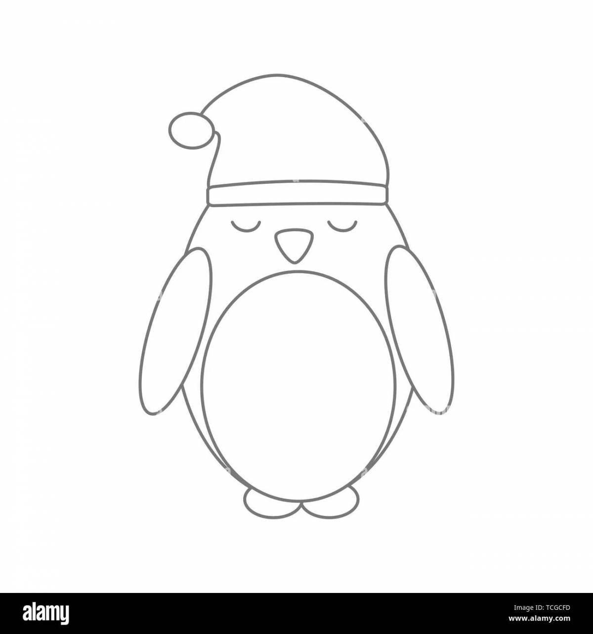 Naughty penguin in a hat
