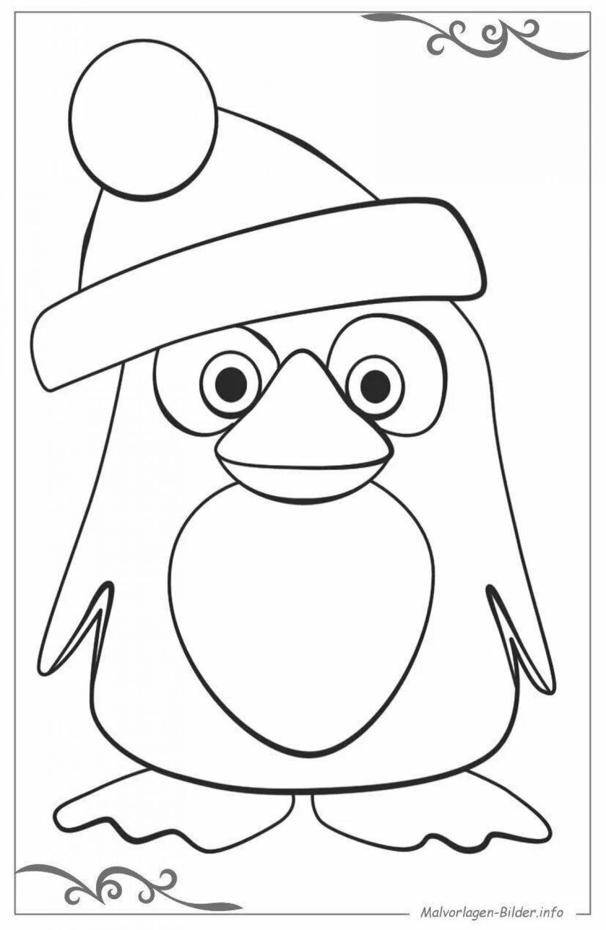 Leaving penguin with a hat