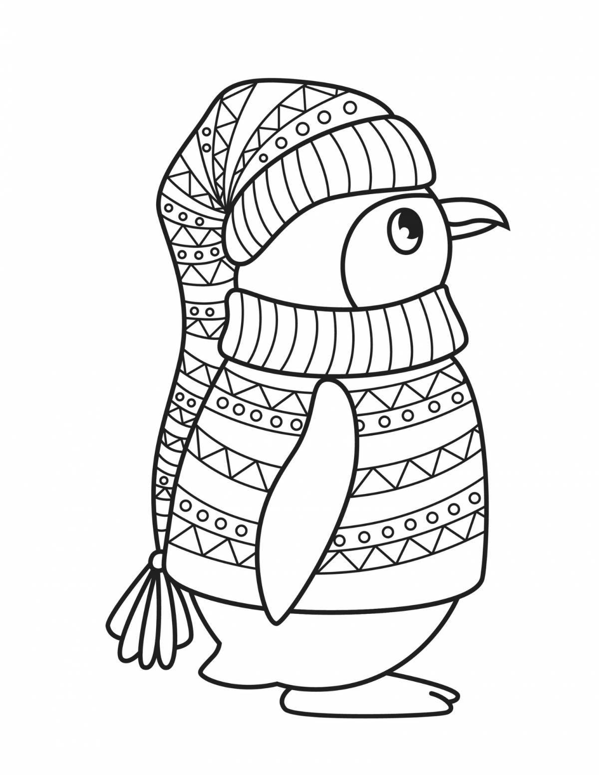 Energetic penguin with a hat