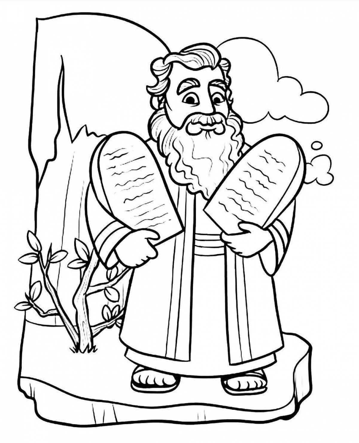 Playful moses coloring page for kids