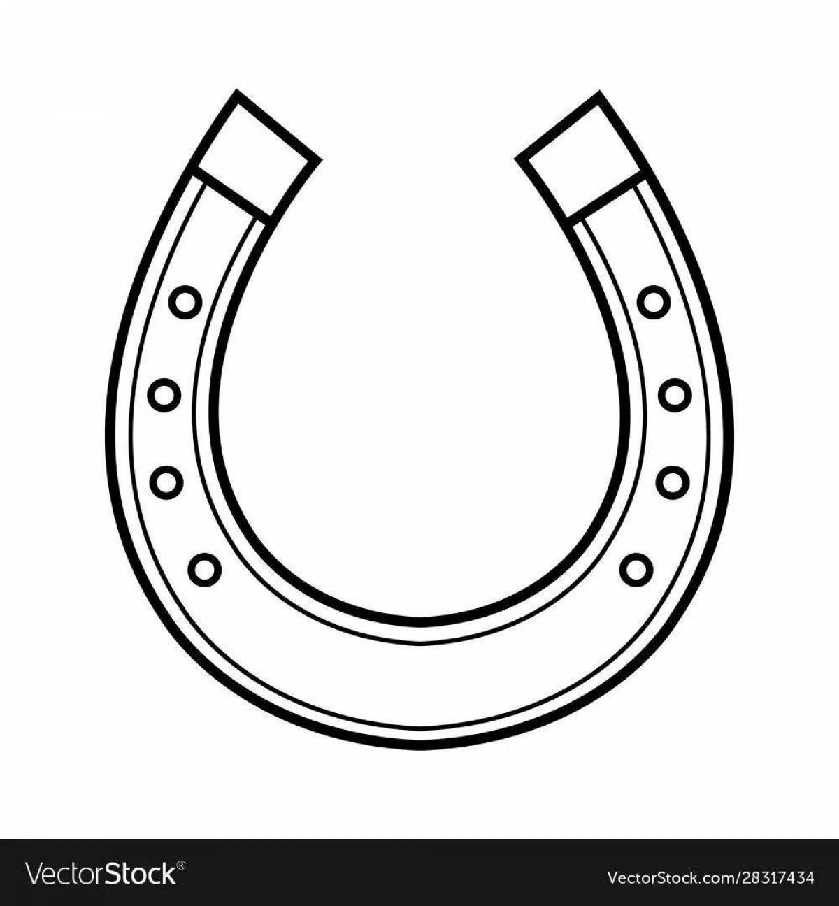 Happy horseshoe coloring for preschoolers