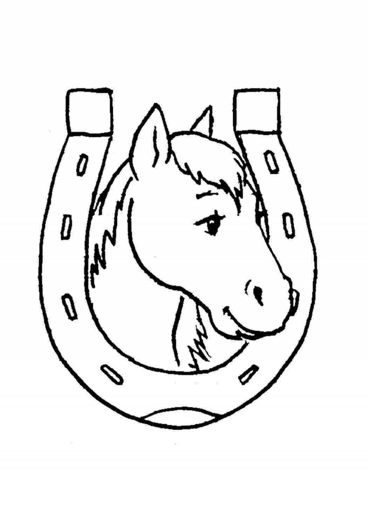 Comic coloring horseshoe for juniors