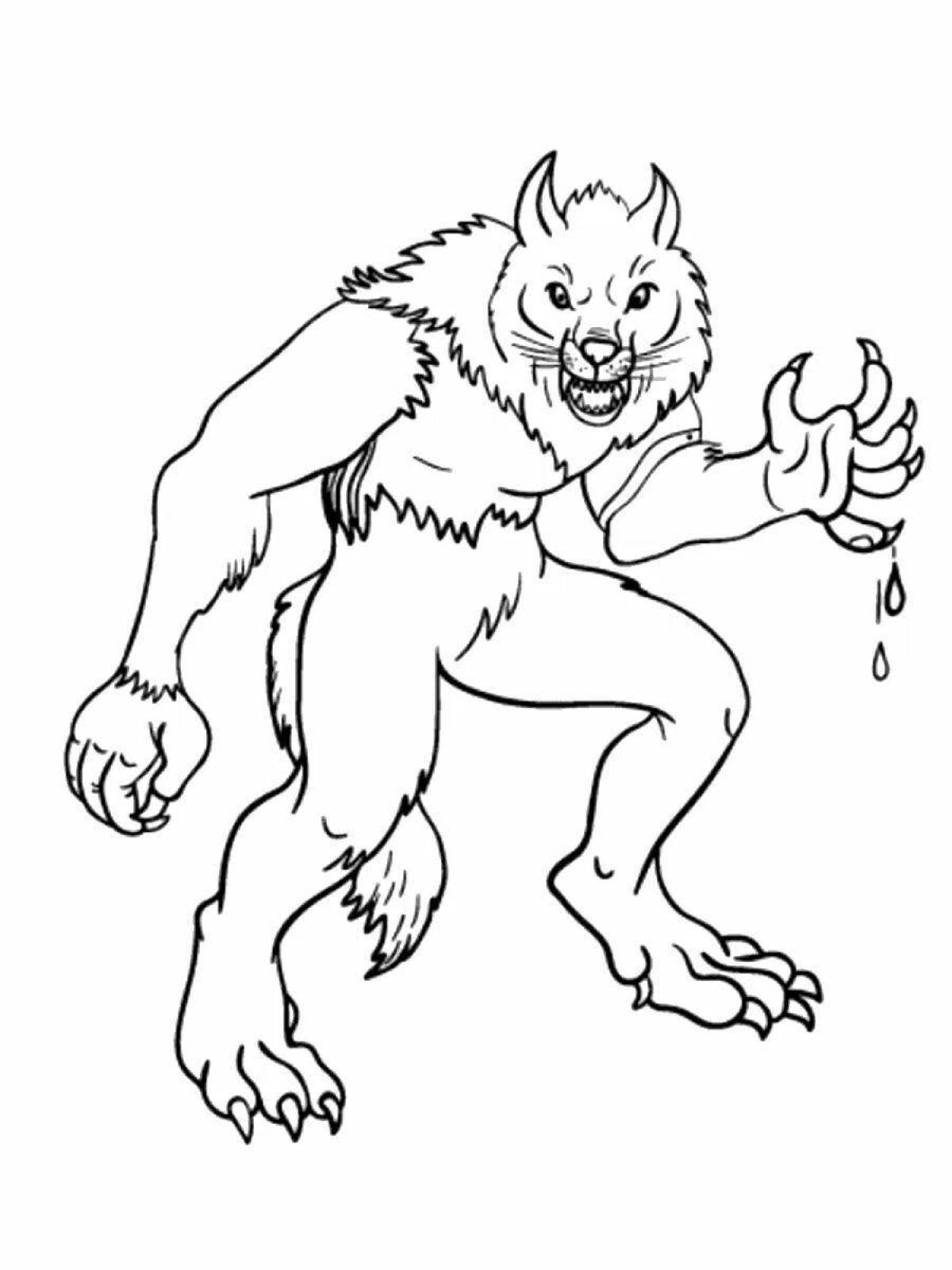 Frightening werewolf coloring pages for kids