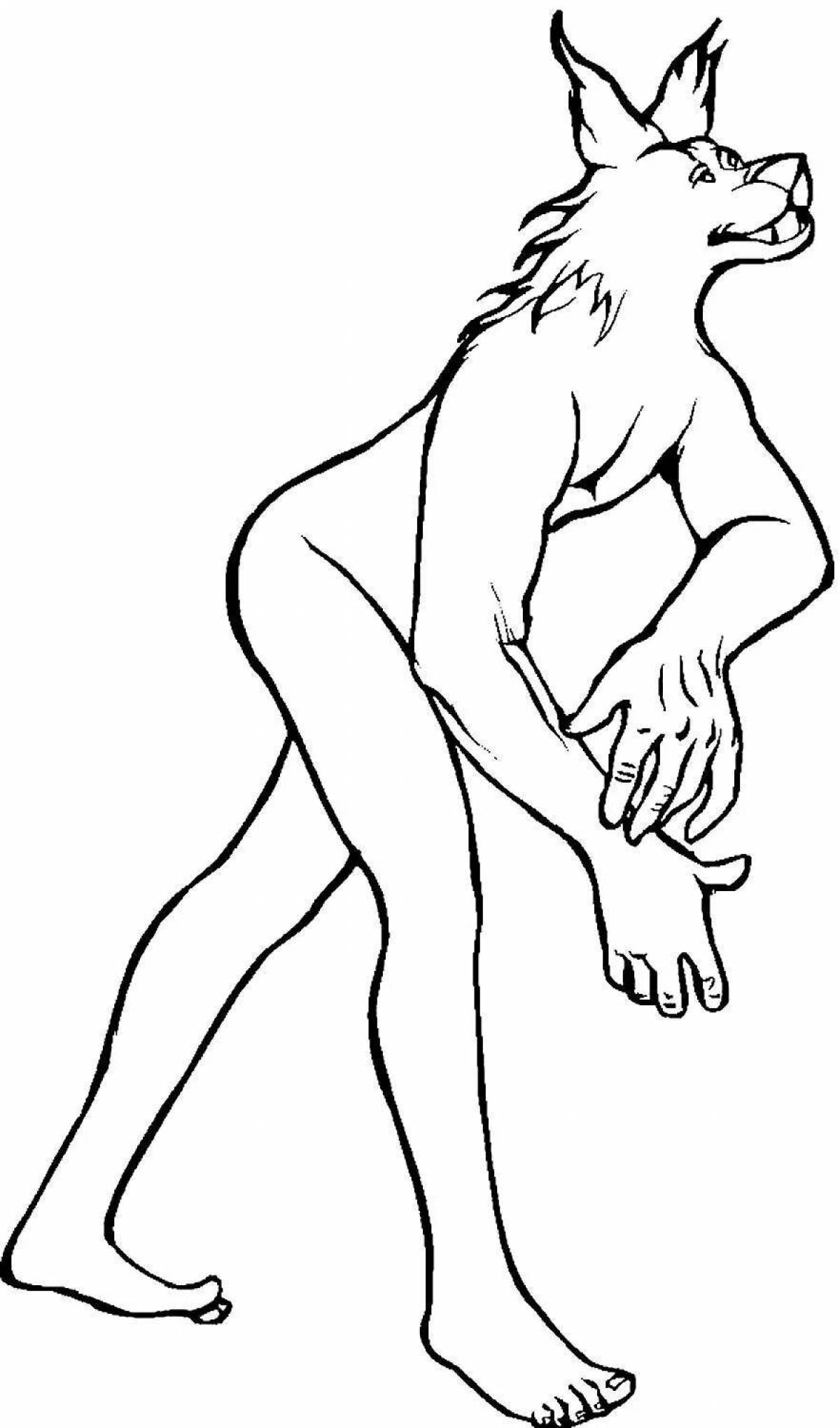 Frightening werewolf coloring page for kids