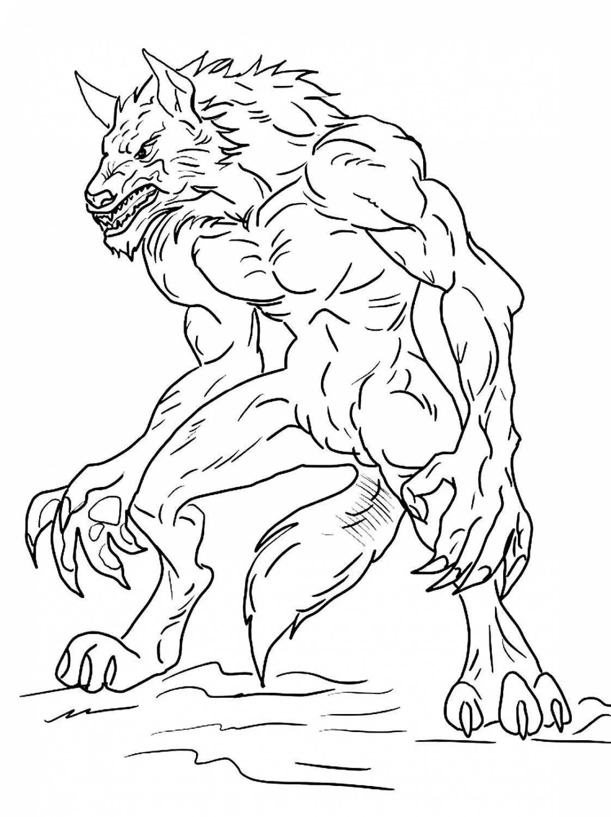 Sinister werewolf coloring page for kids