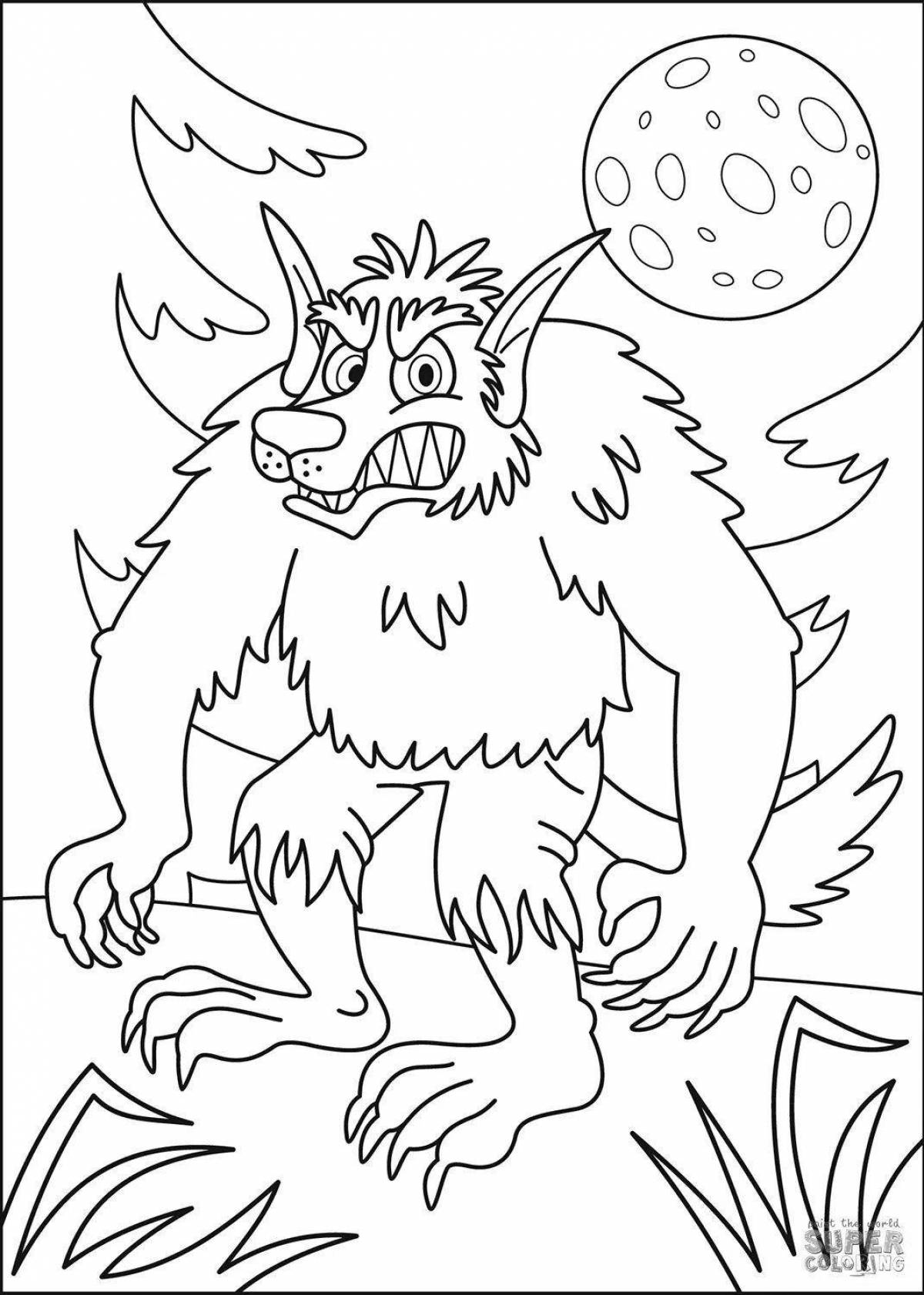 A terrible werewolf coloring book for kids