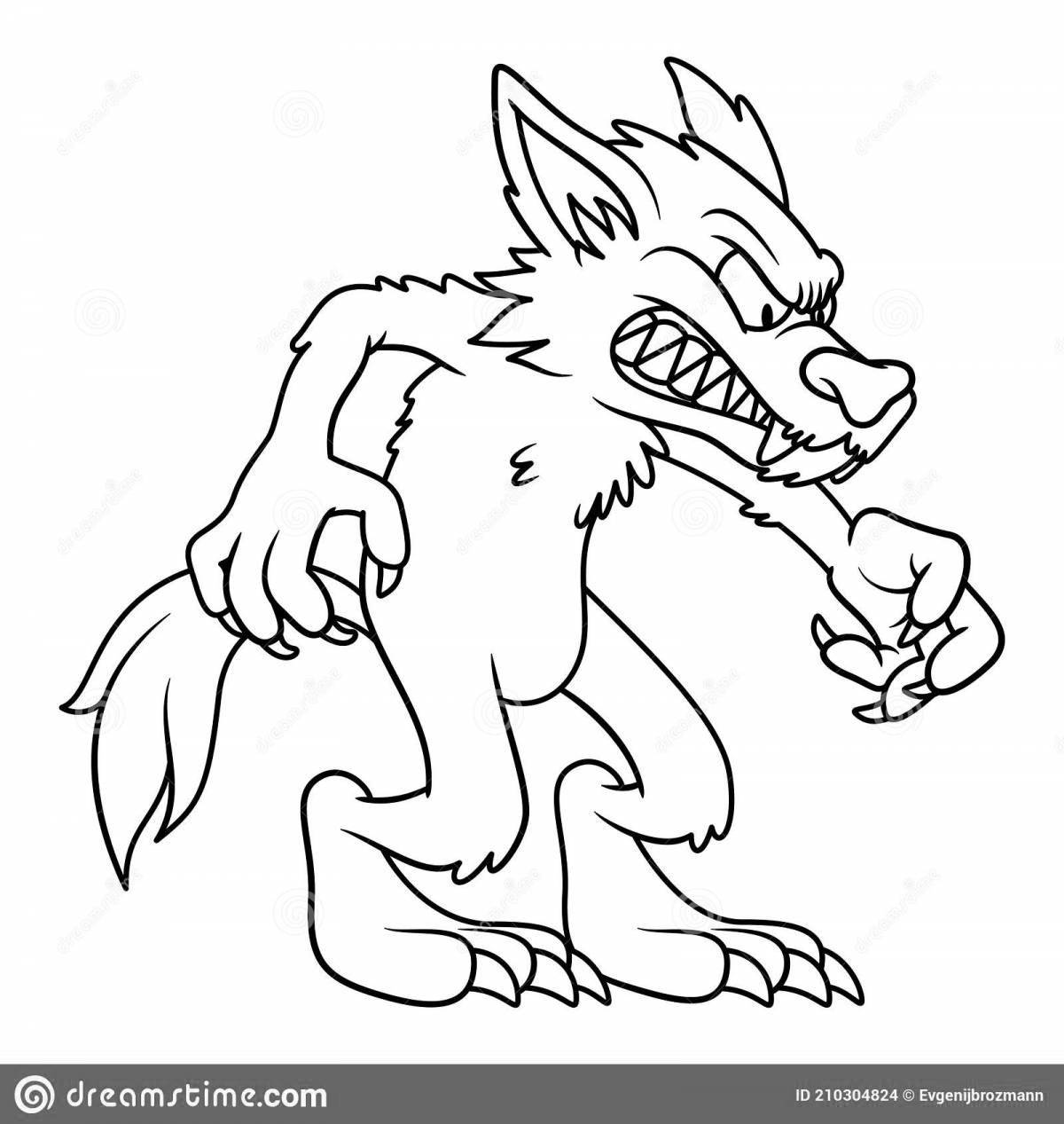 Coloring book nefarious werewolf for kids