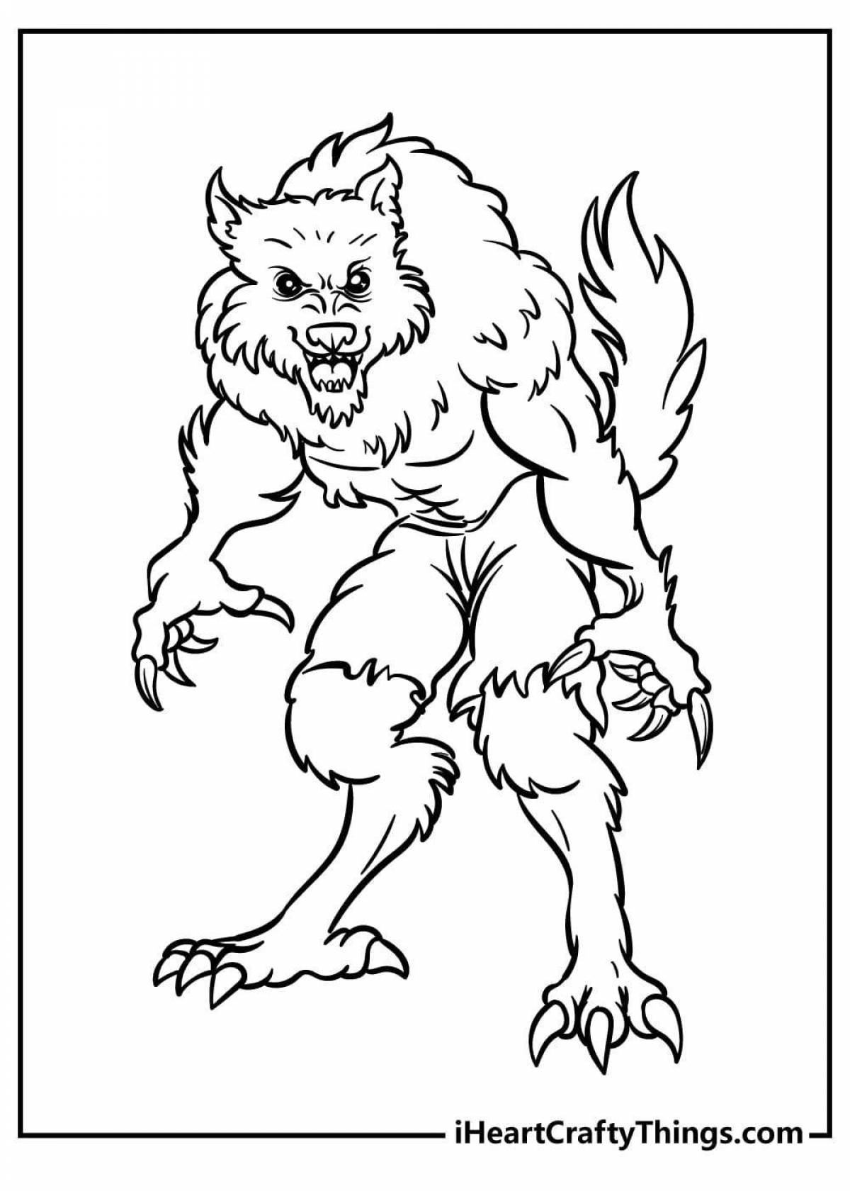 Coloring page trembling werewolf for kids