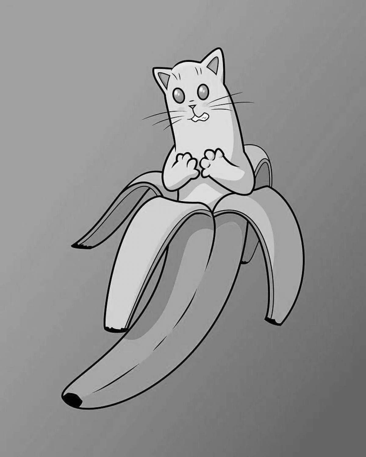 Inquisitive cat in a banana