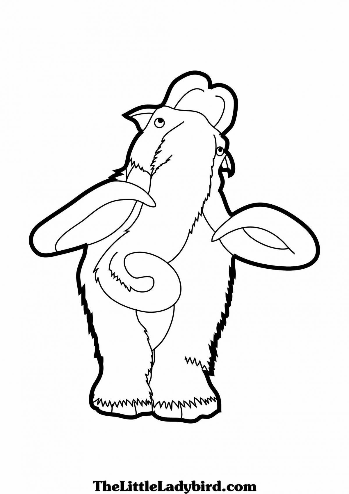 Color-explosive coloring page of ice age manny