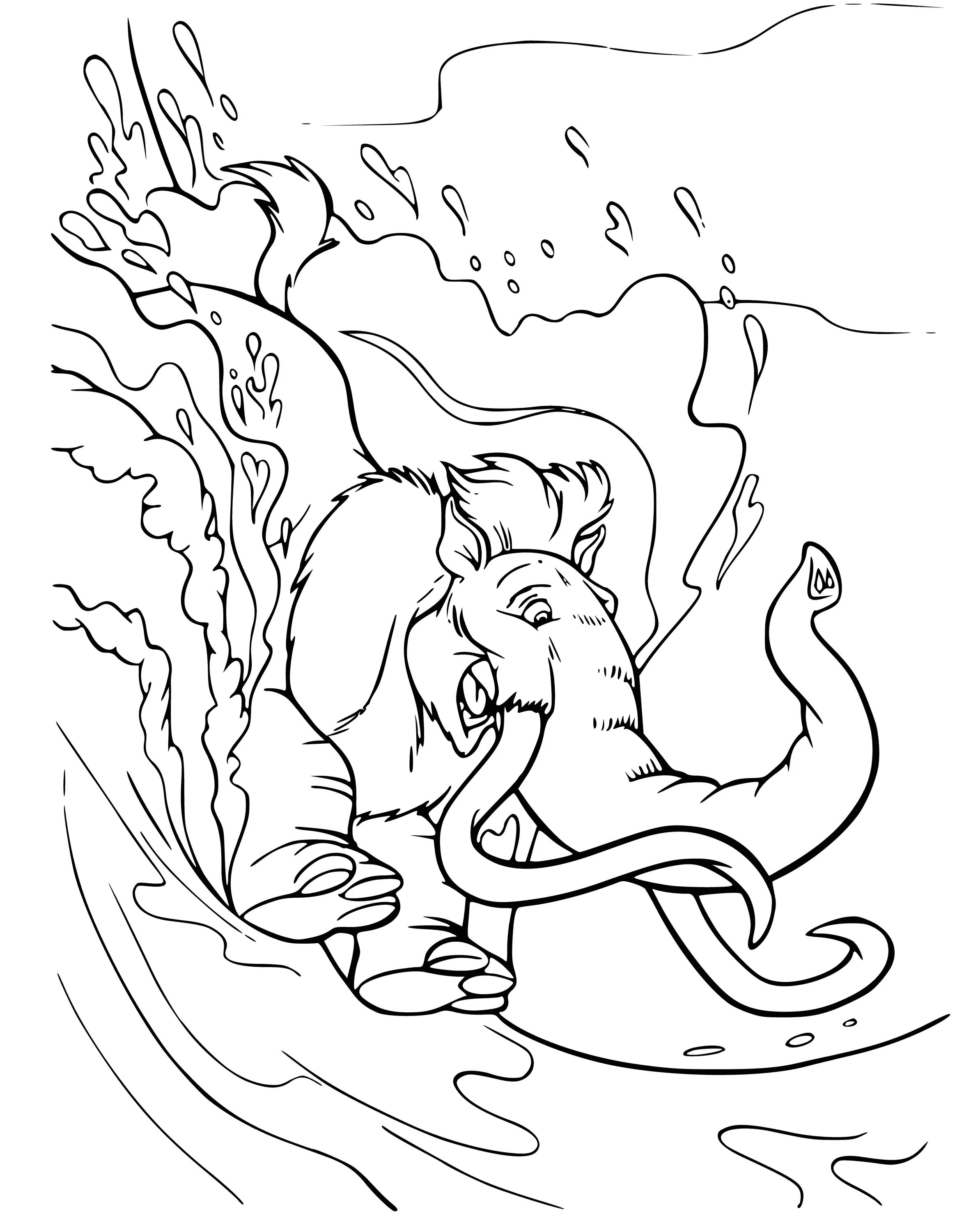 Color-gleaming coloring page of ice age manny
