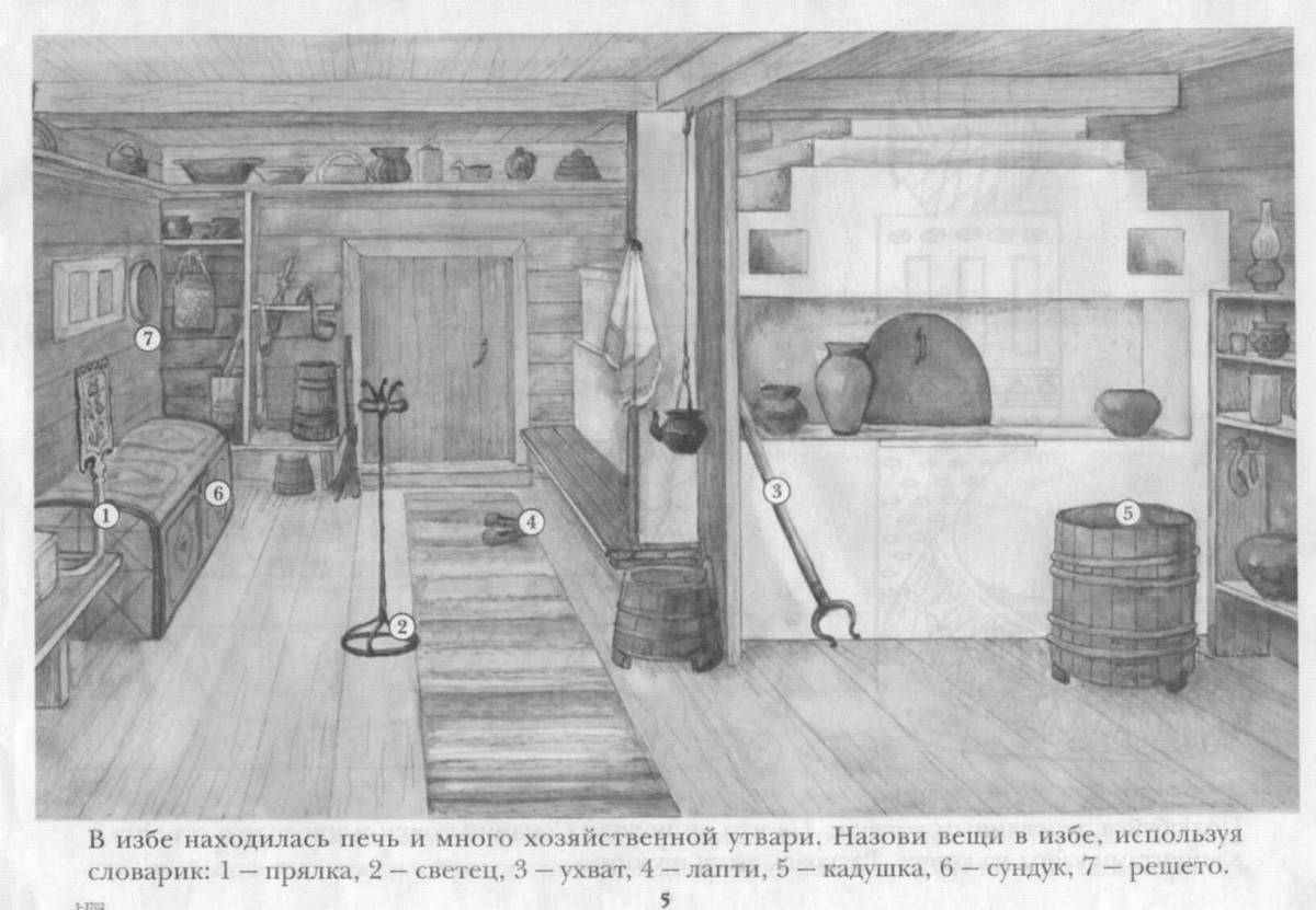 Inviting interior of a Russian hut