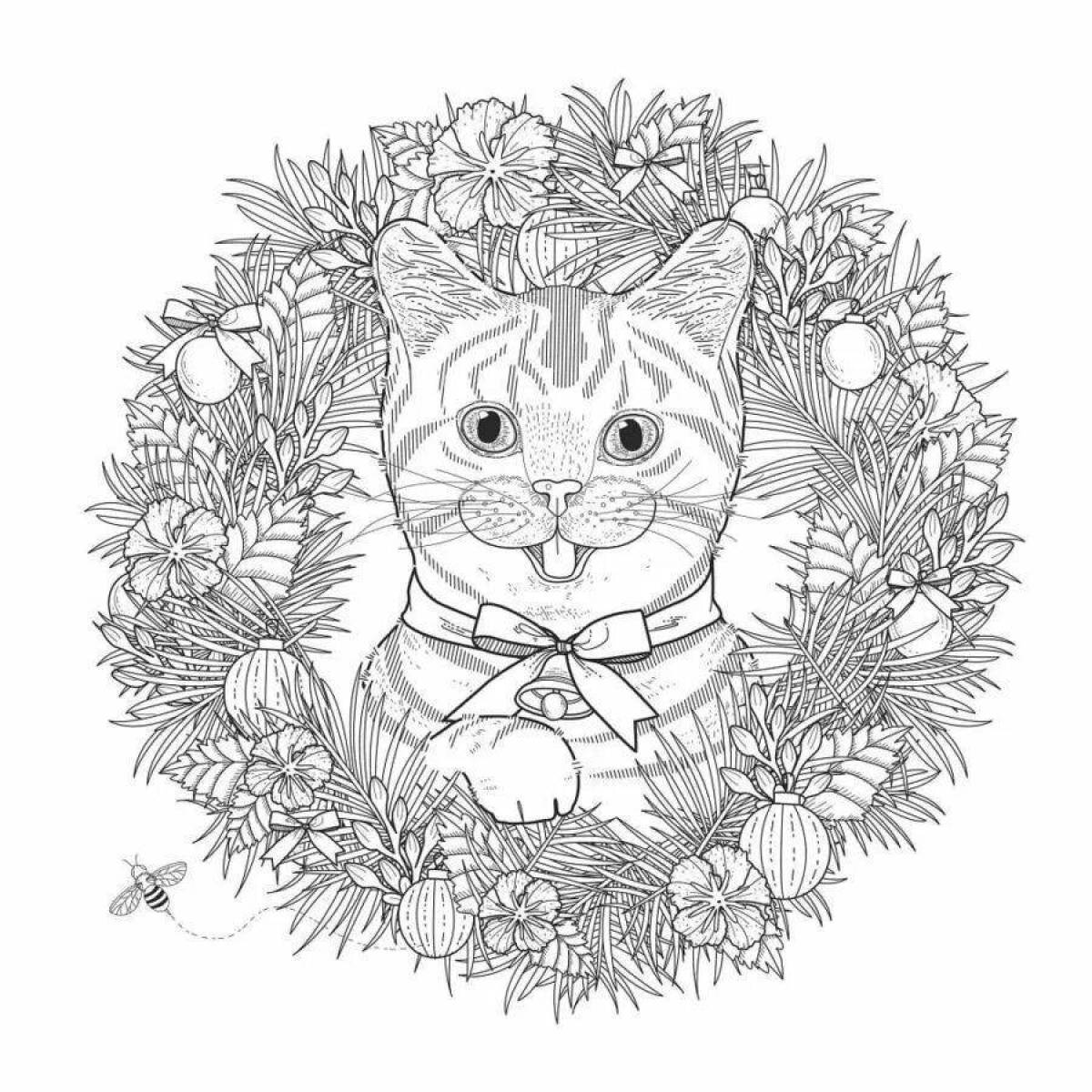 Coloring page magic cat in a mug