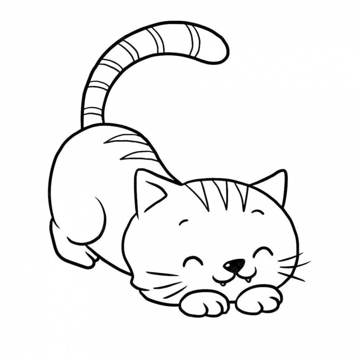 Раскраска мирный кот в кружке