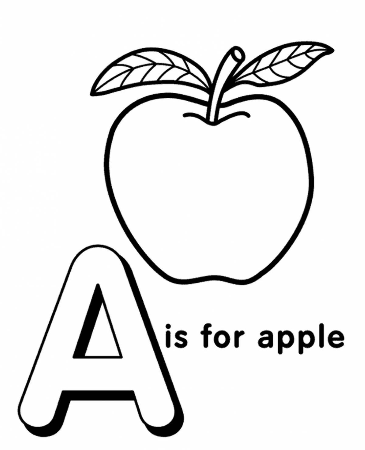 Английские слова яблоко. Apple. Раскраска на английском. Буква a Apple. Apple на английском.