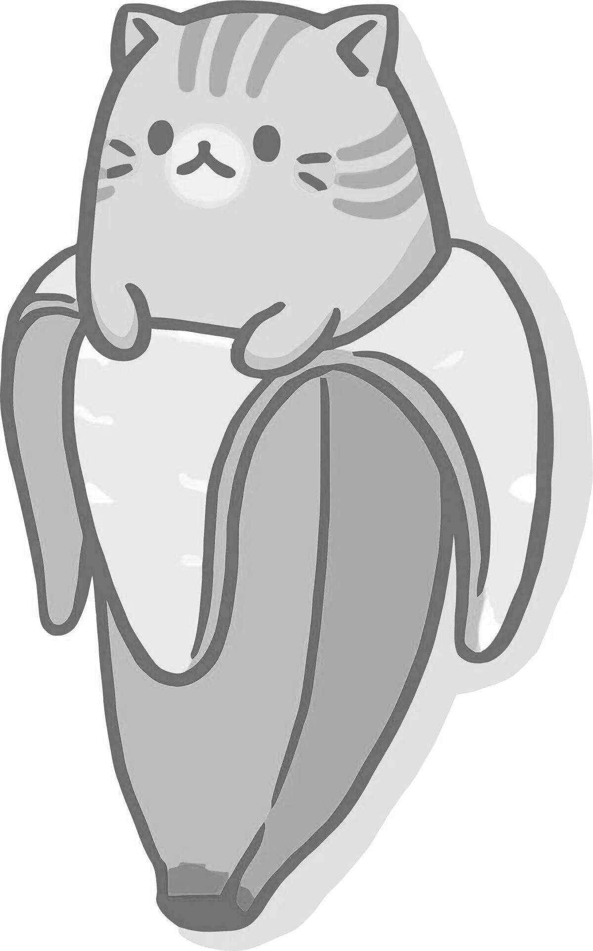 Кот банан раскраска