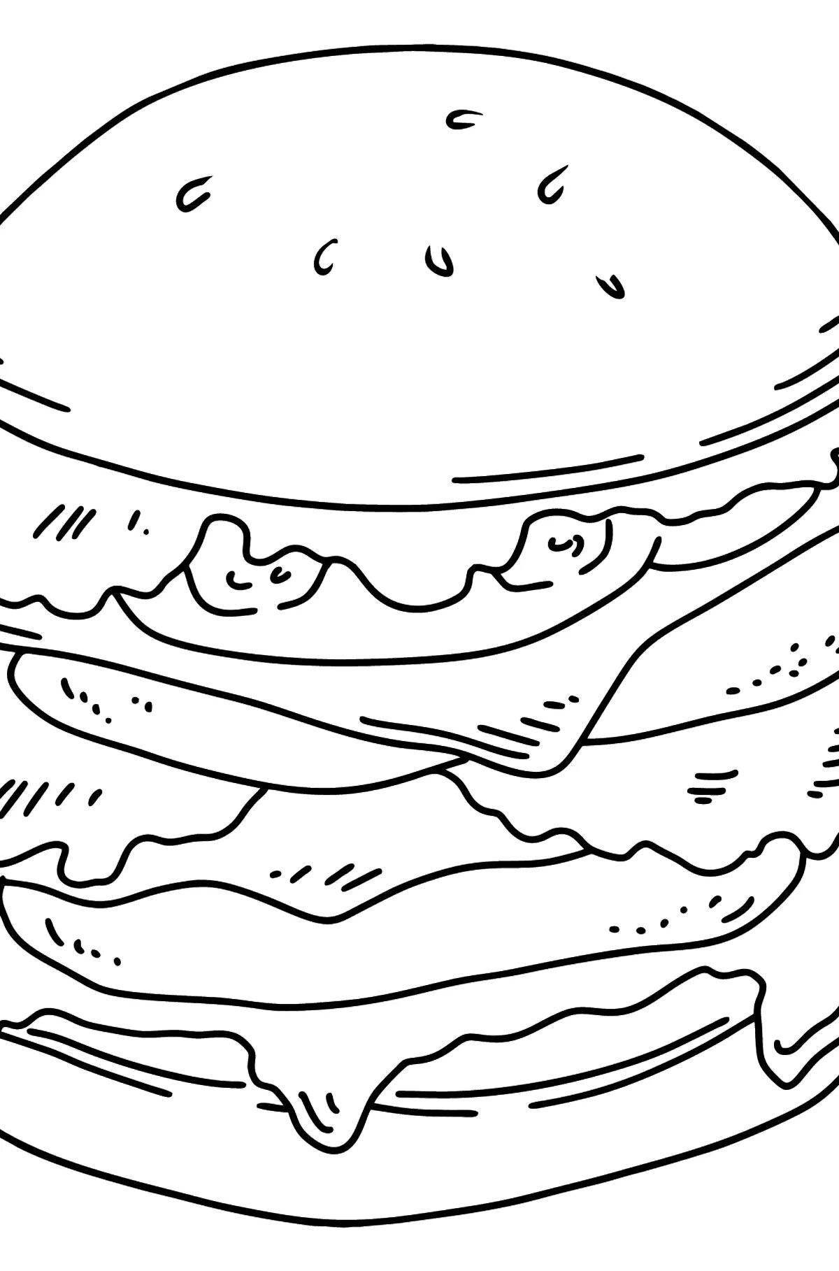 Colorful hamburger coloring book for kids