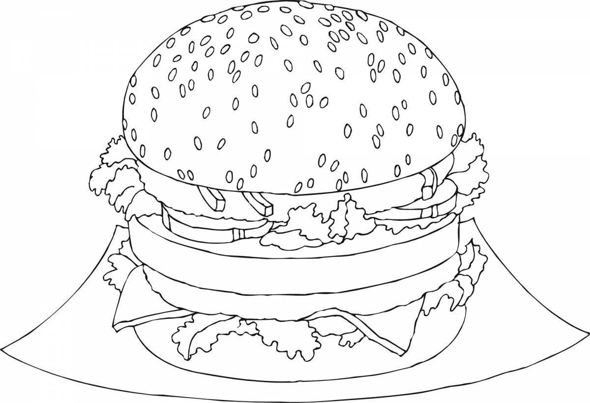 Веселая раскраска гамбургер для детей