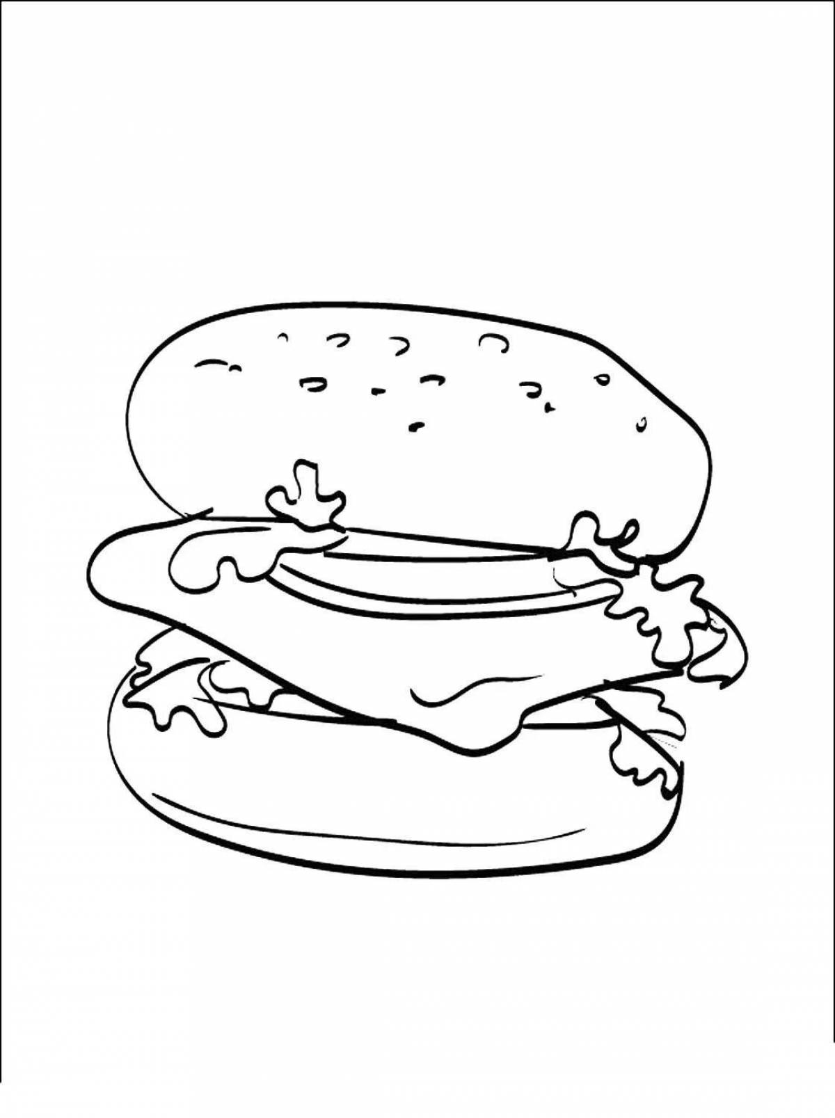 Яркая раскраска гамбургер для детей